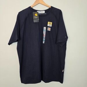 Carhartt Mens FR Force Flame Resistant Short Sleeve Work Shirt Size XL Navy